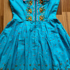 70s 80s Blue Floral Trachten Dress Austrian Folk Oktoberfest Dirndl-BavarianTyrol Dress EU 38