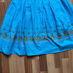 70s 80s Blue Floral Trachten Dress Austrian Folk Oktoberfest Dirndl-BavarianTyrol Dress EU 38