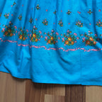70s 80s Blue Floral Trachten Dress Austrian Folk Oktoberfest Dirndl-BavarianTyrol Dress EU 38