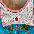 70s 80s Blue Floral Trachten Dress Austrian Folk Oktoberfest Dirndl-BavarianTyrol Dress EU 38