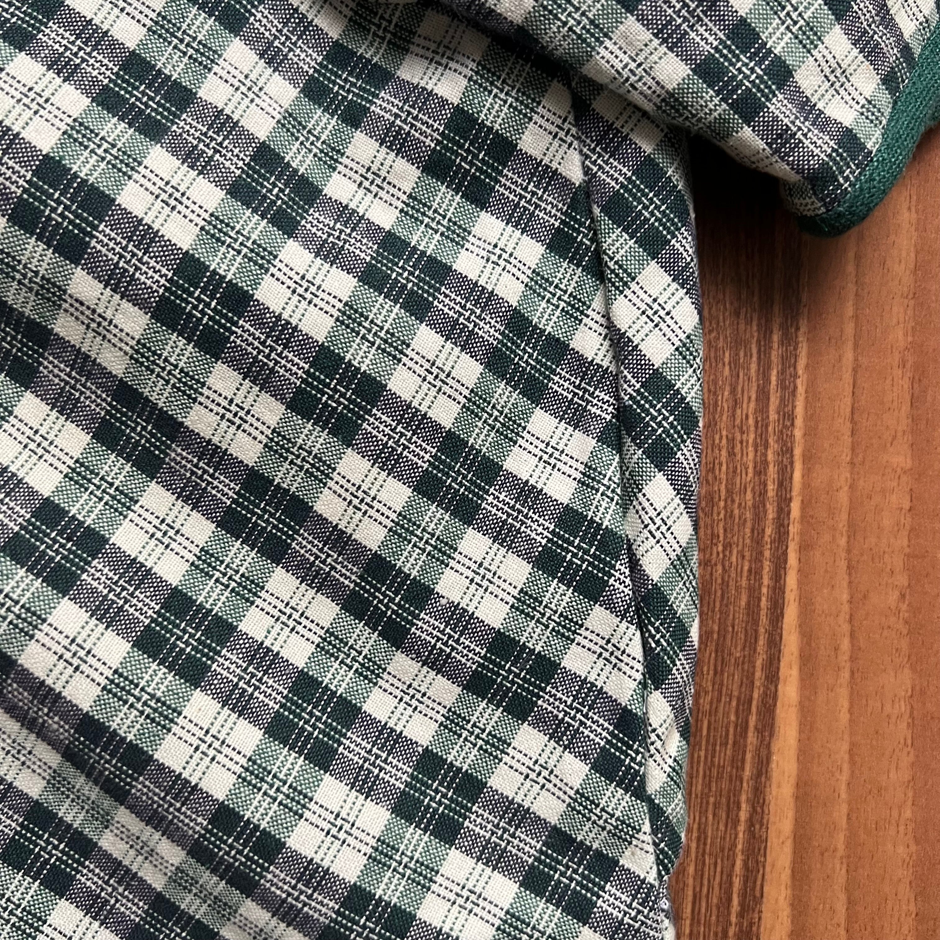 Vintage Grün Kariertes Baumwoll Trachtenkleid – Deutsches Folklore Kariertes Midikleid mit Taschen