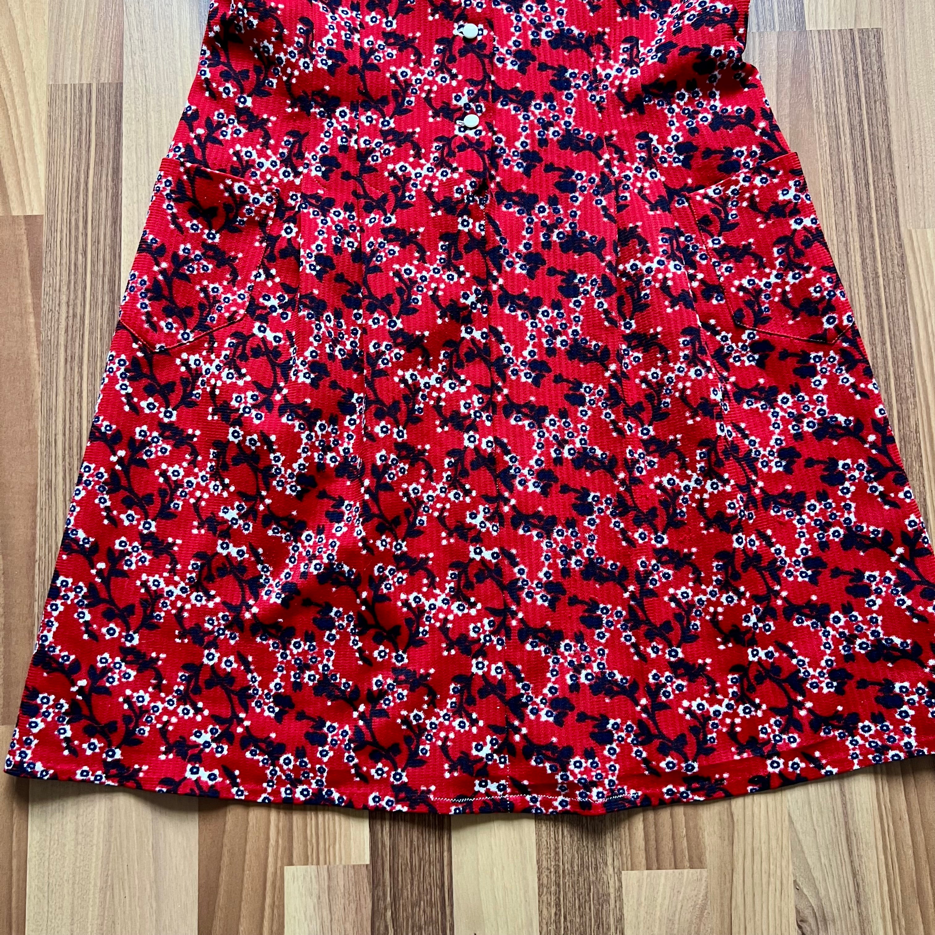 1970s Plus Size Mod Shift Dress-Vintage Floral Button Front Day Dress EU 42