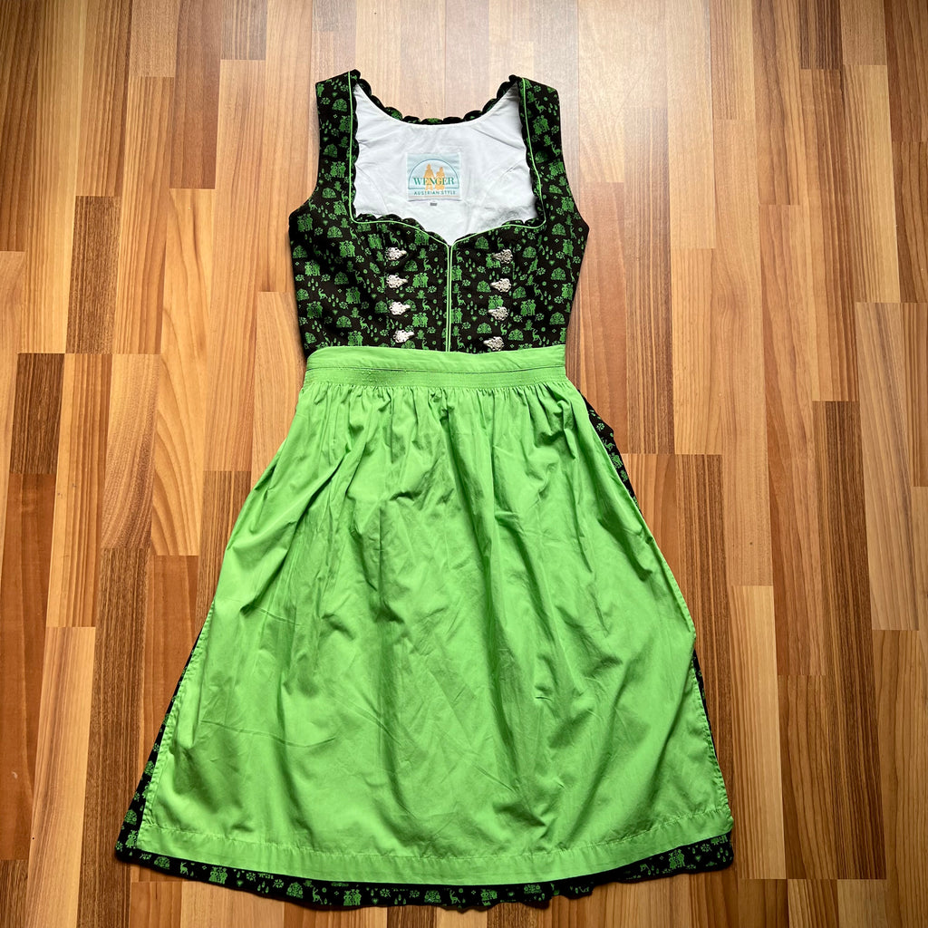 Wenger German Dirndl Dress w/ Apron-Bavarian Folk Print Oktoberfest Trachten EU 40