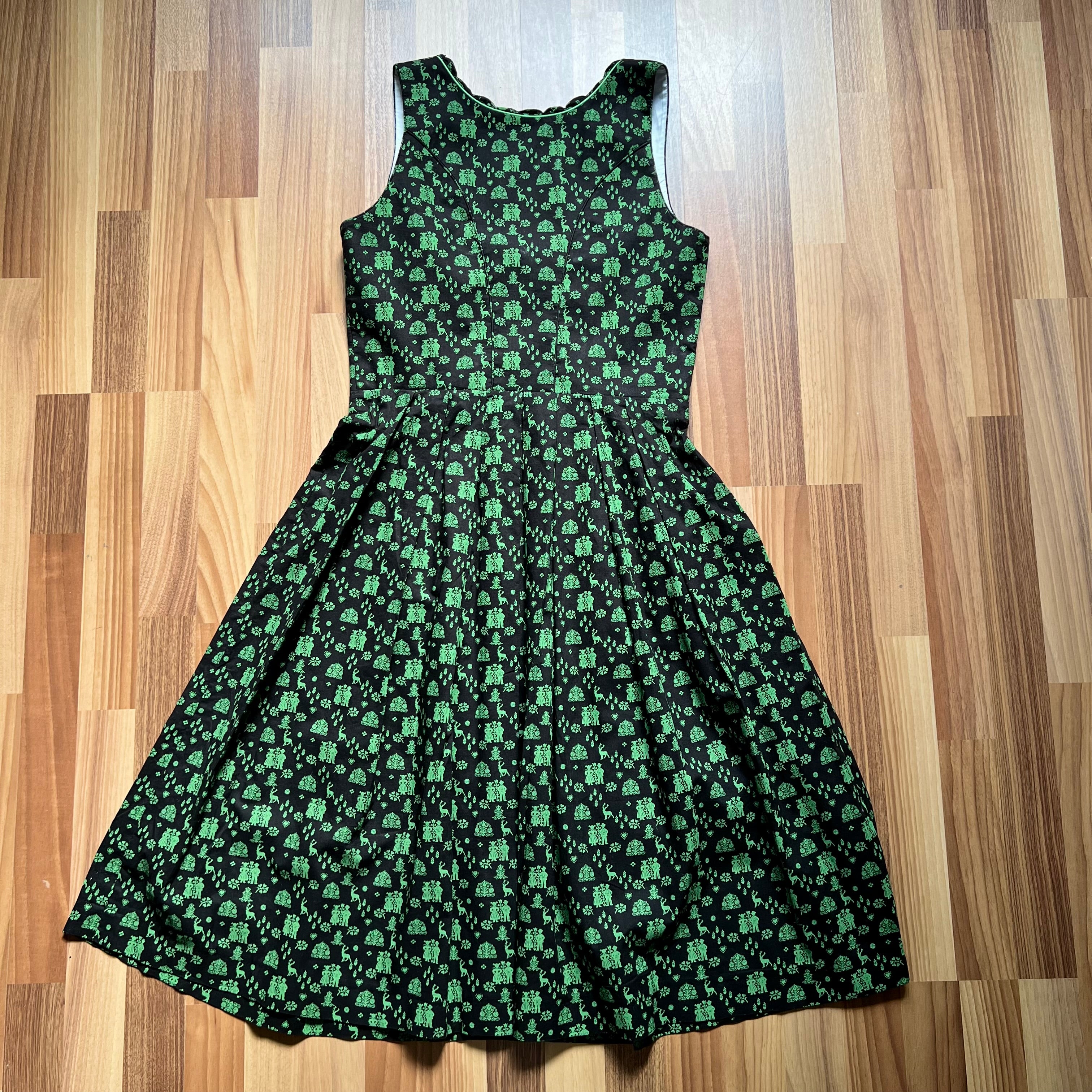 Wenger German Dirndl Dress w/ Apron-Bavarian Folk Print Oktoberfest Trachten EU 40