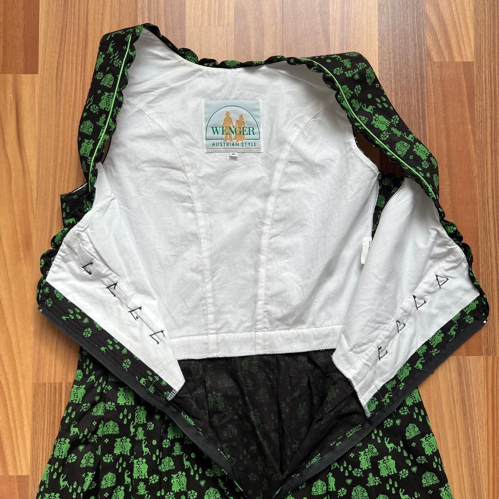Wenger German Dirndl Dress w/ Apron-Bavarian Folk Print Oktoberfest Trachten EU 40