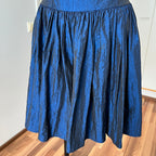 1980s Strapless Prom Party Dress-Blue Metallic Taffeta Corset Bodice Gown