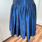 1980s Strapless Prom Party Dress-Blue Metallic Taffeta Corset Bodice Gown