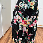 1980s Cotton Floral Corset Party Dress-Sweetheart Strapless Drop Waist Dress