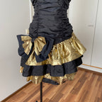 1980s YESSICA Ruffle Prom Party Dress-Spaghetti Straps Ruched Metallic Gown