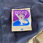 1980s YESSICA Ruffle Prom Party Dress-Spaghetti Straps Ruched Metallic Gown