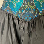1980s Brocade Cocktail Party Dress-Metallic Teal Damask Strapless Cocktail Gown