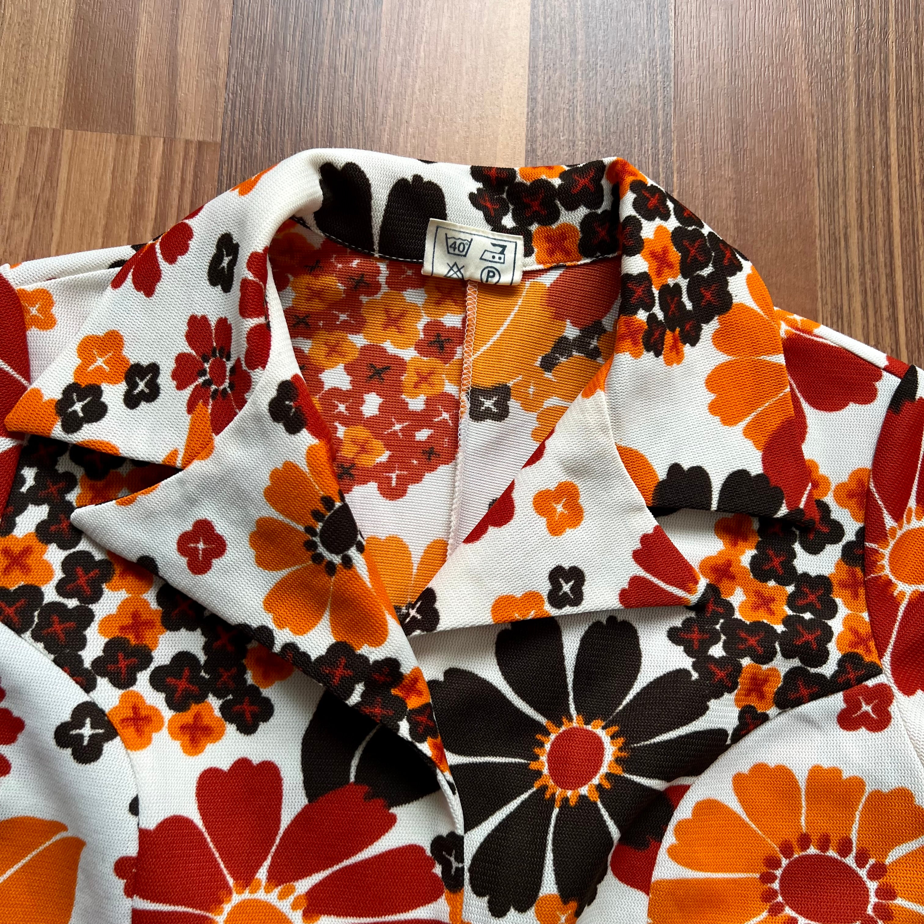 1970s  Mod Floral Mini Dress-Flower Power Space Age Aline Gogo Twiggy Style Dress EU 36