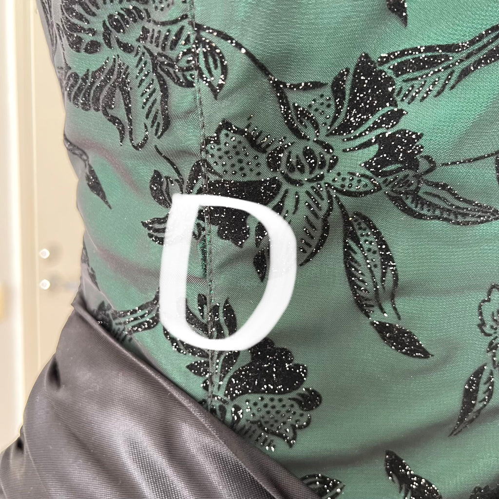 1980s Emerald Green Cocktail Dress-High Low Glitter Floral Party Dress-