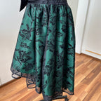 1980s Emerald Green Cocktail Dress-High Low Glitter Floral Party Dress-