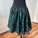 1980s Emerald Green Cocktail Dress-High Low Glitter Floral Party Dress-