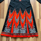 1970s Psychedelic Mod Midi Dress-Vintage Pointed Collar Long Sleeves Dress EU 42