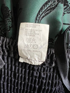 1980s Emerald Green Cocktail Dress-High Low Glitter Floral Party Dress-