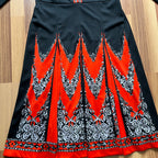 1970s Psychedelic Mod Midi Dress-Vintage Pointed Collar Long Sleeves Dress EU 42