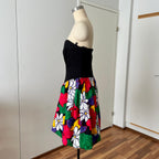 1980s AUGUSTAT Cotton Party Dress-Sweetheart Basque Waist Bubble Hem Dress