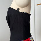 1980s AUGUSTAT Cotton Party Dress-Sweetheart Basque Waist Bubble Hem Dress