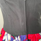 1980s AUGUSTAT Cotton Party Dress-Sweetheart Basque Waist Bubble Hem Dress