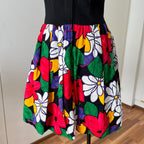 1980s AUGUSTAT Cotton Party Dress-Sweetheart Basque Waist Bubble Hem Dress