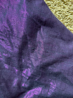 1980s Purple Lame Cocktail Dress-Metallic Cotton Blend Pleated Gown Off Shoulder
