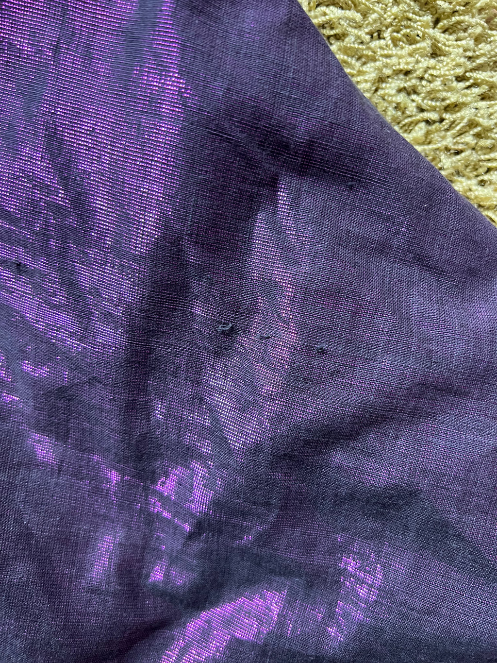1980s Purple Lame Cocktail Dress-Metallic Cotton Blend Pleated Gown Off Shoulder