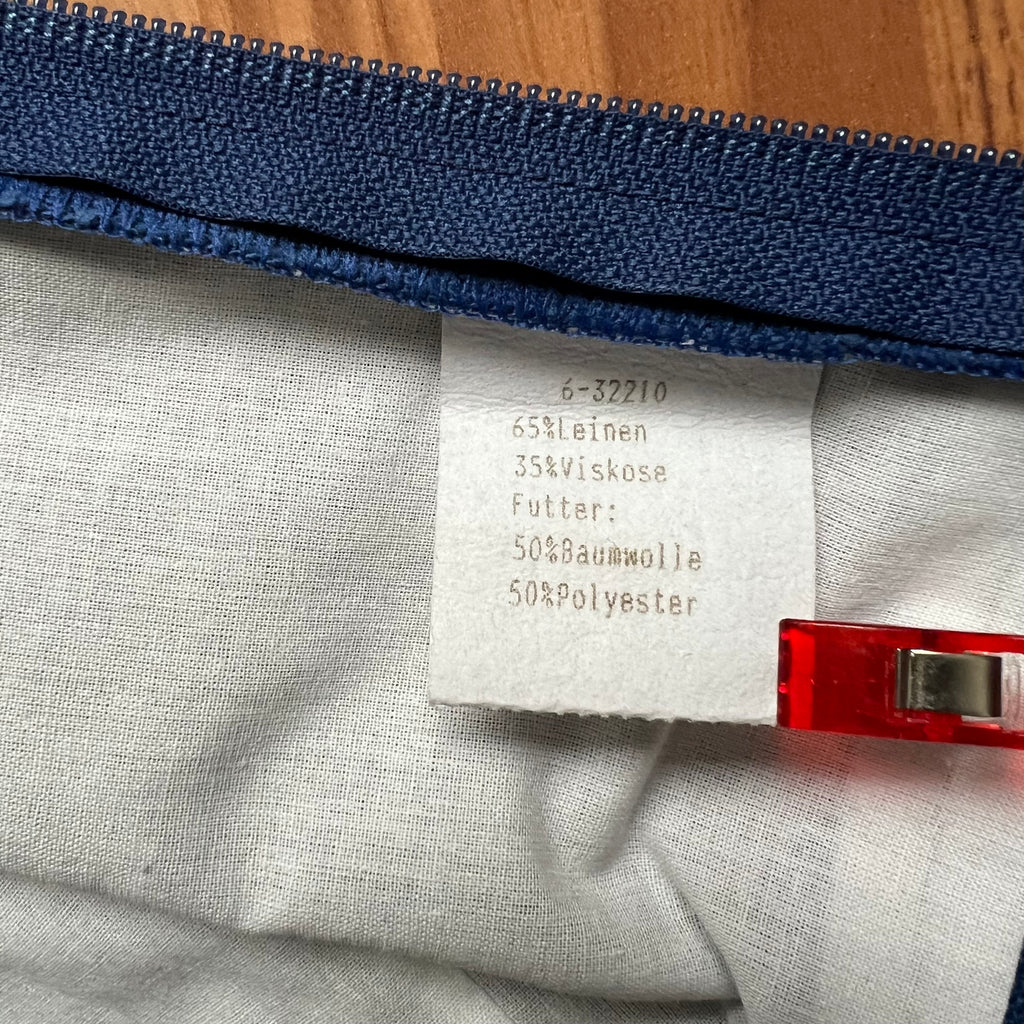 1980s Alphorn Blue Trachten Bodice Bavarian Folk Linen Blend Dirndl Corset Top EU 38