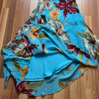 Y2K Blue Floral Fairy Cami Dress-Tropical Print Asymmetric Midi Dress-Spaghetti Straps 2000s Slip Dress