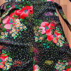 1970s Button Front Floral Maxi Dress-Long Sleeves Dagger Collar Shirt Dress-Psychedelic Mod Aline Dress