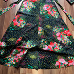 1970s Button Front Floral Maxi Dress-Long Sleeves Dagger Collar Shirt Dress-Psychedelic Mod Aline Dress