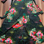1970s Button Front Floral Maxi Dress-Long Sleeves Dagger Collar Shirt Dress-Psychedelic Mod Aline Dress