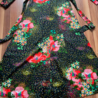 1970s Button Front Floral Maxi Dress-Long Sleeves Dagger Collar Shirt Dress-Psychedelic Mod Aline Dress