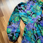 1970s JOBI Psychedelic Floral Mini Dress Bishop Sleeve Mod Dress-Groovy Cocktail Dress EU 40