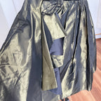 1980s Yessica Taffeta Prom Dress: Velvet Bodice, Metallic Skirt, Rosette Accent Party Gown