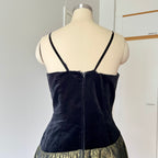 1980s Yessica Taffeta Prom Dress: Velvet Bodice, Metallic Skirt, Rosette Accent Party Gown