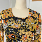 1970s Psychedelic Floral Midi Dress: Boho Ruffle Hem, Kirjomekko Finnish Vintage