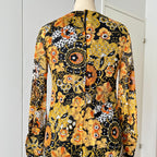 1970s Psychedelic Floral Midi Dress: Boho Ruffle Hem, Kirjomekko Finnish Vintage