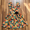 1980s Vintage Floral Party Dress-80s Does 50s Fit and Flare Dress-Retro Cocktail Prom Dress-