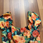 1980s Vintage Floral Party Dress-80s Does 50s Fit and Flare Dress-Retro Cocktail Prom Dress-