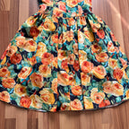 1980s Vintage Floral Party Dress-80s Does 50s Fit and Flare Dress-Retro Cocktail Prom Dress-
