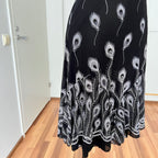 Y2K Black Print Fairycore Slip Dress-Spaghetti Straps Ruffle Hem Whimsygoth Grunge Dress