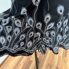 Y2K Black Print Fairycore Slip Dress-Spaghetti Straps Ruffle Hem Whimsygoth Grunge Dress