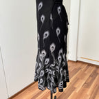 Y2K Black Print Fairycore Slip Dress-Spaghetti Straps Ruffle Hem Whimsygoth Grunge Dress