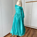 1980s Strapless Prom Party Dress-Ruched Bubble Hem Big Bow Taffeta Gown