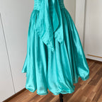 1980s Strapless Prom Party Dress-Ruched Bubble Hem Big Bow Taffeta Gown