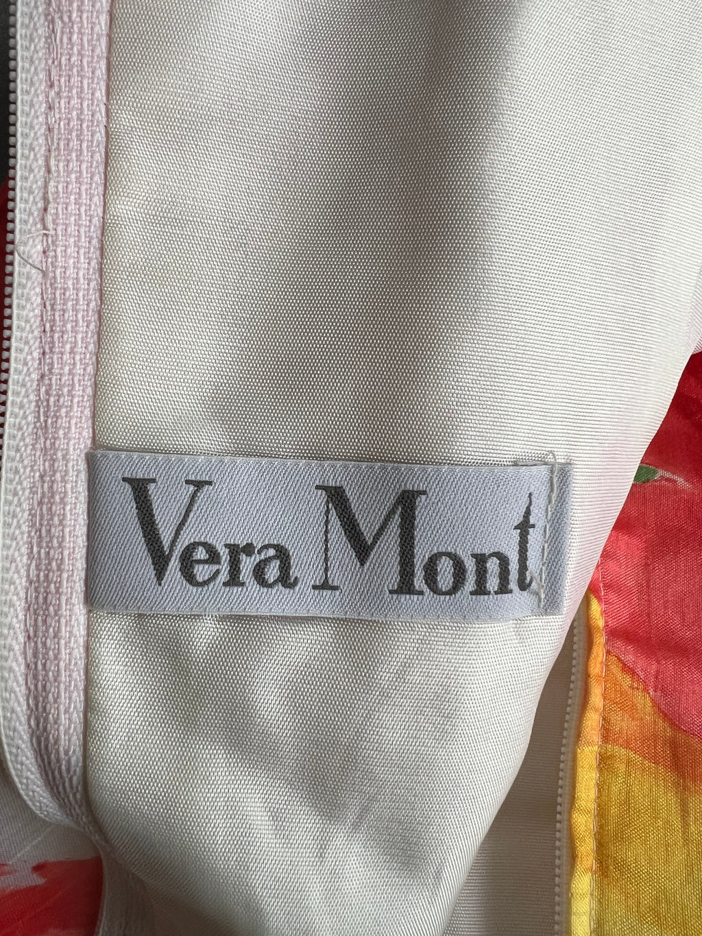 1980s VERA MONT Floral Cocktail Dress-Organza Ruffle Prom Party Gown EU 40