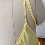 1980s Yellow Romantic Milkmaid Dress-Basque Waist Eyelet Ruffle Cocktail Dress