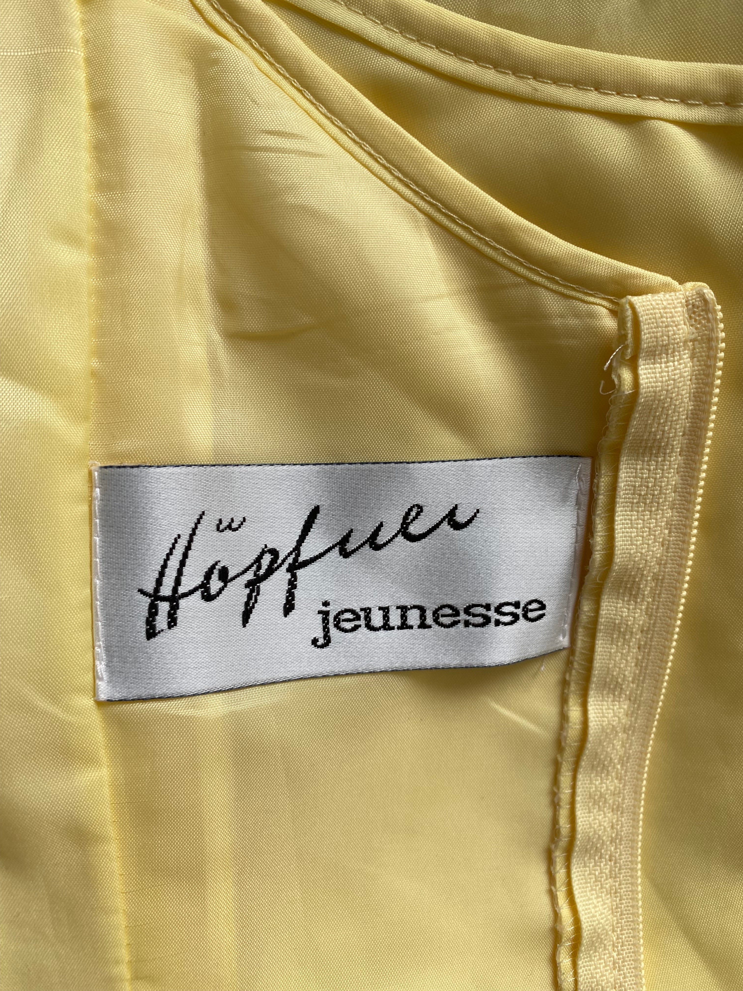 1980s Yellow Romantic Milkmaid Dress-Basque Waist Eyelet Ruffle Cocktail Dress